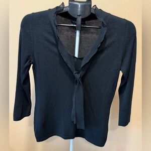 Banana Republic Silk Cashmere Tie-Neck Sweater Black Size Small | Quiet Luxury